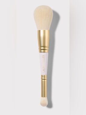 Laura Geller White and Gold Dual Ended Cheek and Eyeshadow Makeup Brush, BNWT